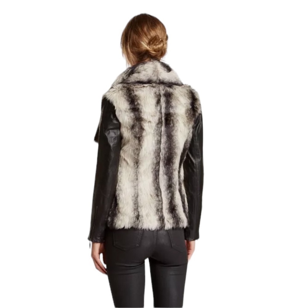 Stella & Jaime Chamonix Genuine Leather & Faux Fur Jacket Size Small - Picture 3 of 14